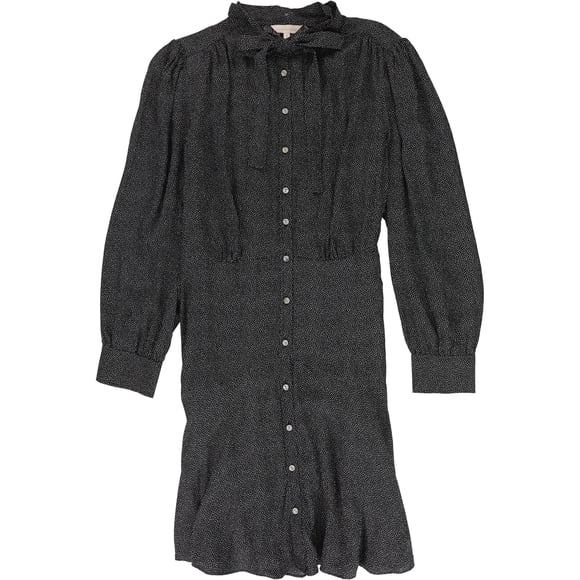 Rebecca Taylor Vestido camisero con lunares espolvoreados para mujer, negro, 8