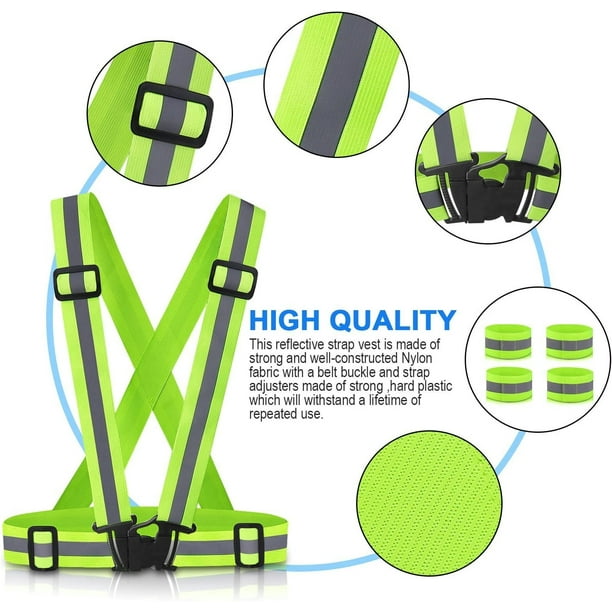 Reflective Vest, Reflective Glow Belt with 2Pack Reflector Armbands,  Adjustable Elastic Safety Vest