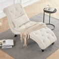 thumbnail image 5 of Weture Tufted Soft Chaise Lounge Chair, Linen Armless Adult Upholstered Chaise with Cushion, Beige, 5 of 7