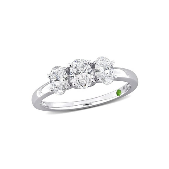 1.00 Carat (Ctw VS1-VS2, G-H) Lab-Grown Oval Diamond Three Stone Ring in 14K White Gold for Women