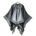 thumbnail image 2 of Fewfanhot Unisex Retro Style Vintage Pattern Tassel Poncho Shawl Cape Wraps Cloak for Women and Men Outerwear, 2 of 3