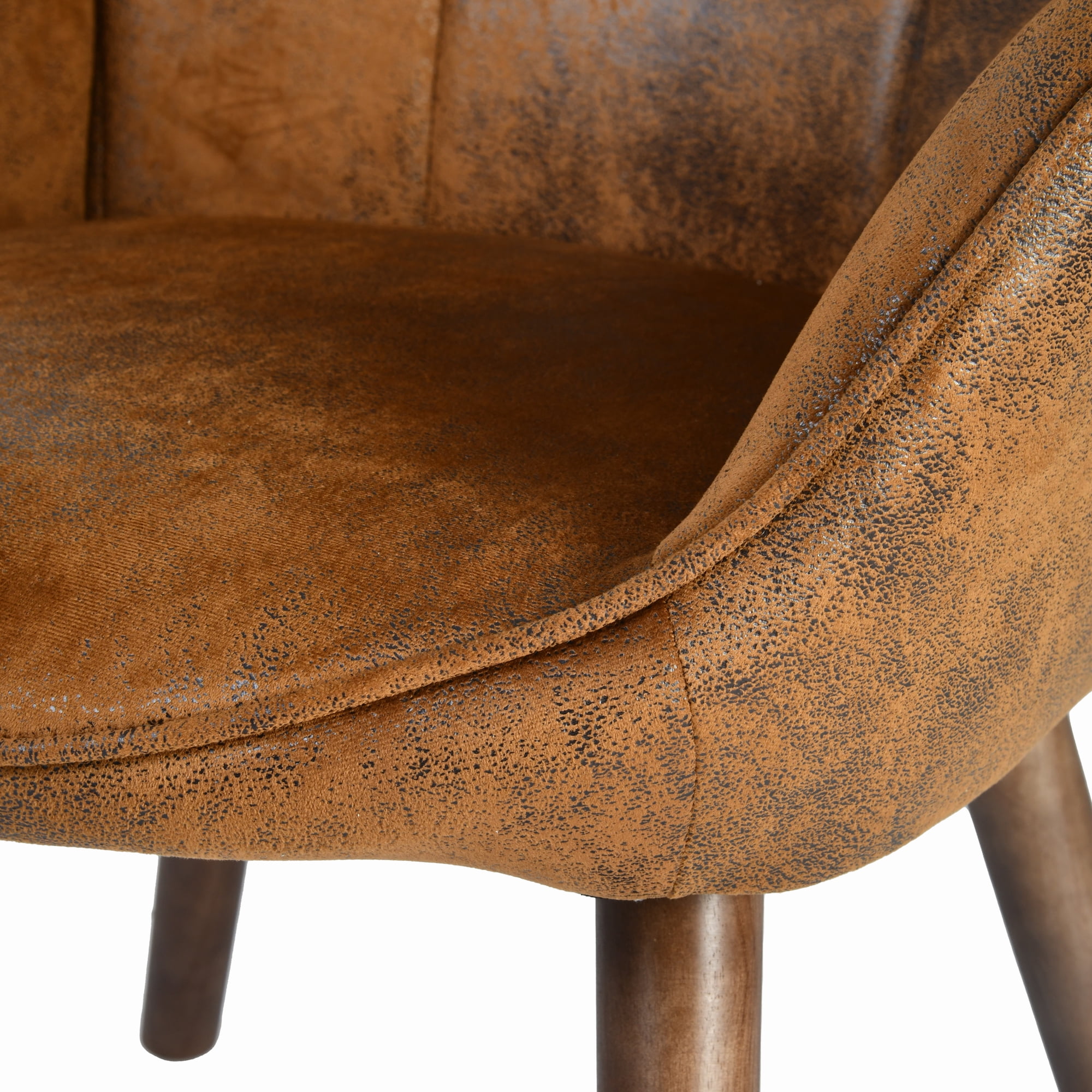 Homy Casa Brown Accent Chair, Faux Leather Wingback Armchair with Wood Legs for Lounge