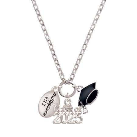 Delight Jewelry Bible Verse Philippians 4:13 - Silver-tone Class of 2025 Graduation Zoey Necklace, 28"