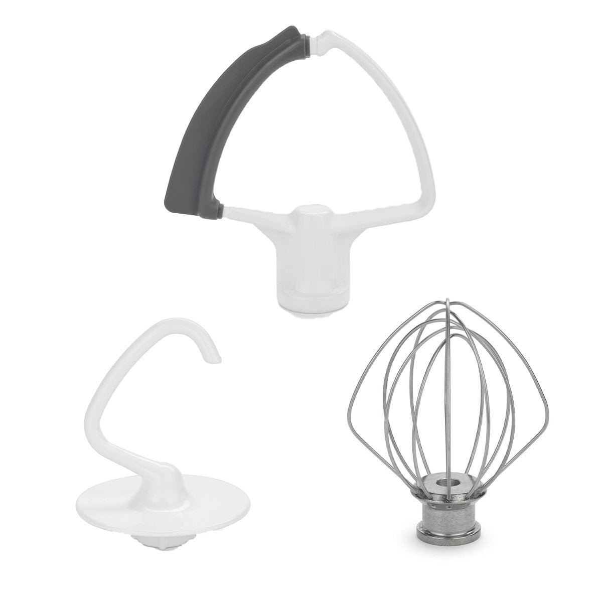  Stand Mixer Attachments 3-Piece Kit -Replace for Kitchen aid  Accessories K45WW Wire Whip/ K45DH Dough Hook /K45B Coated Flat Blade  Paddle with Scraper l Stainless Steel: Home & Kitchen