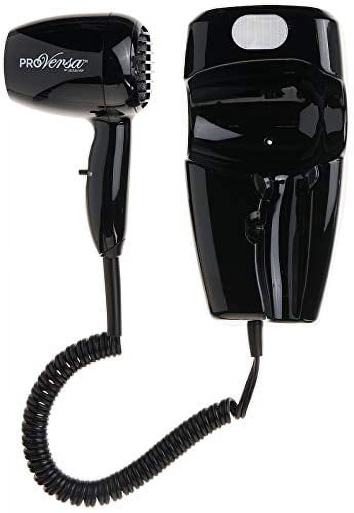 Jerdon 1600W Wall Mount Hair Dryer, 2 Speeds, 2 Heat Settings, LED Night Light, Black, Direct Wire-Model JWM8CBD