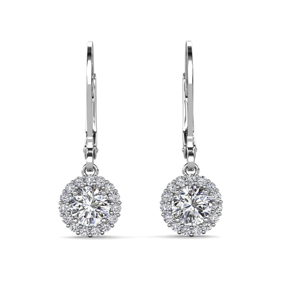 Cate & Chloe Michelle 18k White Gold Plated Women's Dangle Earrings with Simulated Diamond Crystals