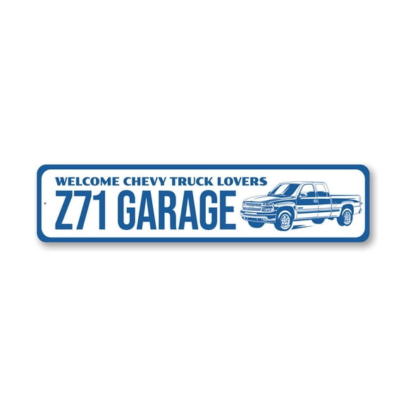 Z71 Garage Welcome Chevy Silverado Truck Aluminum Metal Decor Sign - 4x18 inches