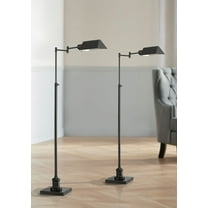 Regency Hill Jenson Traditional 54" Tall Standing Floor Lamps Set of 2 Lights Swing Arm Pharmacy Adjustable Height Brown Bronze