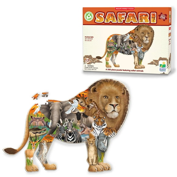 The Learning Journey: Wildlife World - Casse-Tête Safari - 200 Pcs Casse-Tête Stimulants - Jeu Intellectuel Apprentissage Éducation Enfants 6-12 Ans