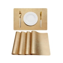 STATINT Placemats Set of 4, Heat Resistant PVC Waterproof Vinyl Table Mats 12" x 18", Gold