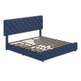 thumbnail image 7 of Eastvita Full/Queen/King Size Bed Frame with 4 Storage Drawers and Headboard, Linen Upholstered Platform Bed Frame, Diamond Stitched Button Tufted, Easy Assemble, Noise-Free, No Box Spring Needed, 7 of 7