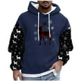 thumbnail image 2 of Sudadera con capucha para hombre, estilo casual, con cuello redondo, estampado, manga larga, blusa de poliéster, 2 of 5