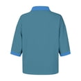 thumbnail image 5 of Polo Shirts for Women Button Deep V Neck 3/4 Length Sleeve Summer Tops Patchwork Casual Comfy Loose Fit Cute T Shirts, 5 of 5