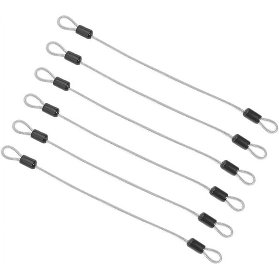 6PCS Stainless Steel Lanyard Cable 4mm Security Cable Wire 11.8 Inch Safety Cable Lock Heavy Duty Coated Luggage Lock Wire Rope with Double Loop for Lock Bicycles Outdoor Doors Gate Fences