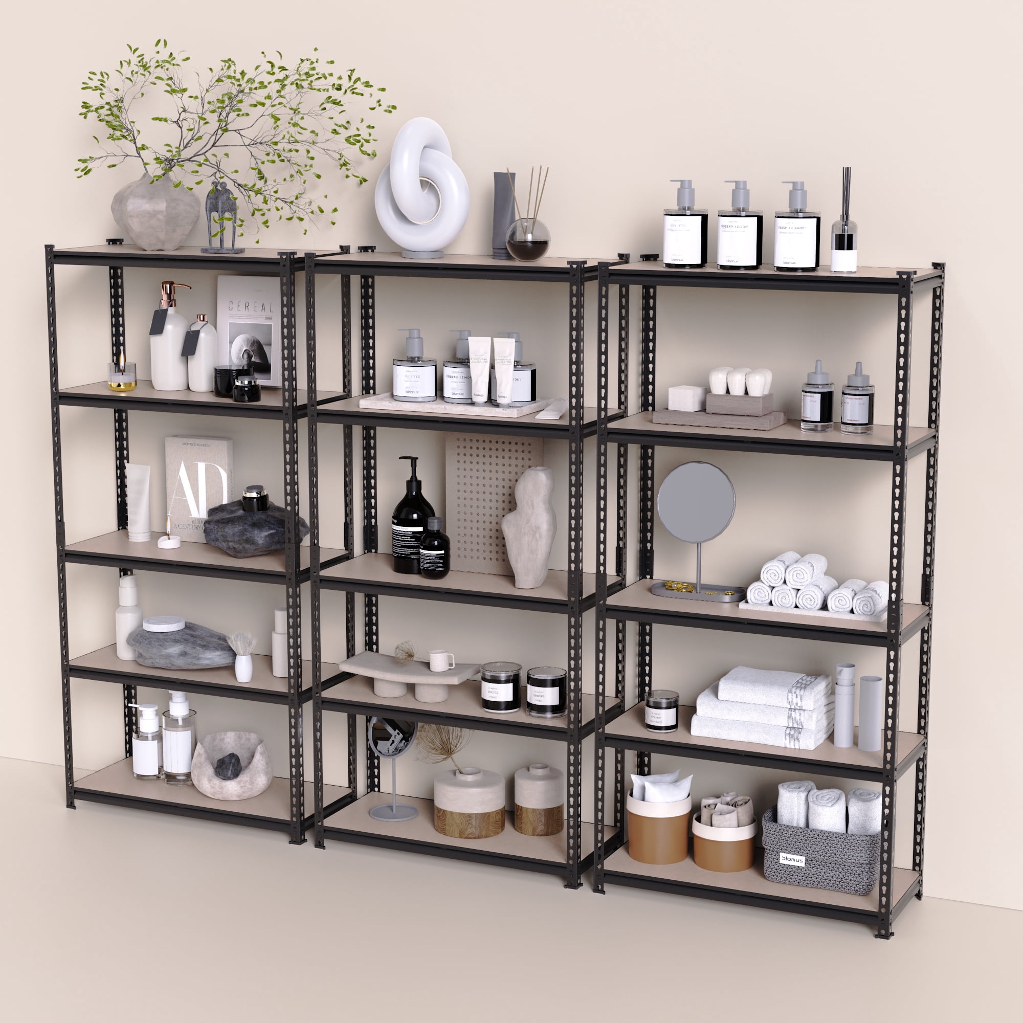 ZEUKMXOO Heavy Duty Shelving Unit - 5 Tier 2000LB Capacity Metal Garage Storage Shelves for Organization, Adjustable Steel Rack for Garage, Closet, Pantry, Warehouse (60" H×28.5" W×11.8" D)