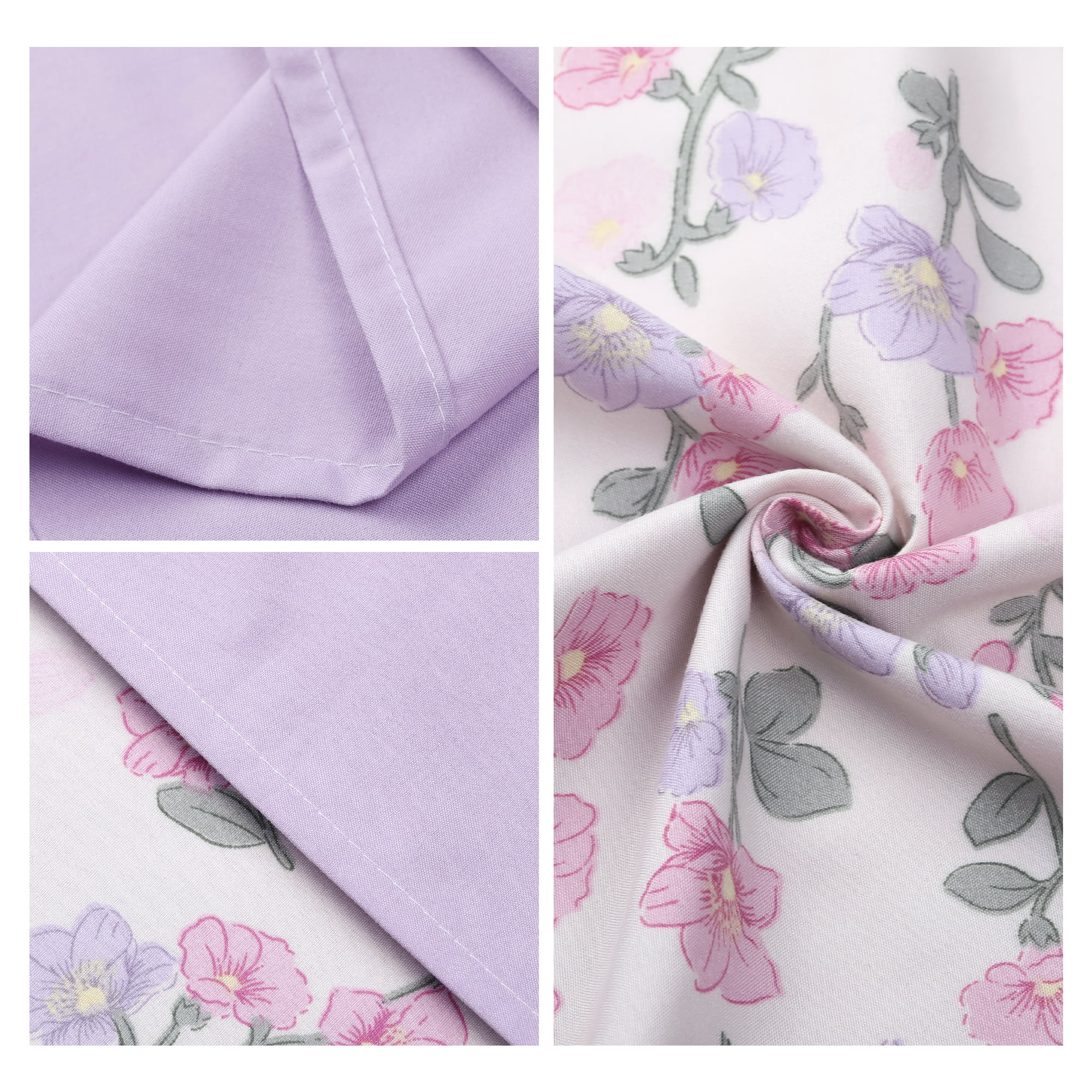 Unique Bargains 2 Pack Pillowcase Breathable Soft Floral Pillow Cases Gift Pink Purple