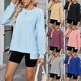 thumbnail image 2 of ShiShine Sweatshirt for Women Side Split Crew Neck Solid Color Fall Fashion 2025 Long Sleeve Shirts, 2 of 8