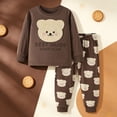 thumbnail image 2 of NIEWTR Toddler Outfits Girls Girls 2Pcs Pajamas Set with Full Length Pants Soft Loungewear Print Pullover Top & Elastic Waist Pants for 2T-5T Daily Sleep Clothes(A-Brown,2-3 Years), 2 of 9