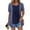 Navy, variant on Women's Printed Fake Two Piece Short Sleeve Round-Neck Blouses Top