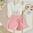 thumbnail image 2 of Gubotare Girls Clothes Sets Baby Girl Summer Clothes Toddler Girl T-Shirt Linen Shorts with Belt Outfits Little Girl Clothes 2pcs Set 3T 4T (Pink,3-4 Years), 2 of 9
