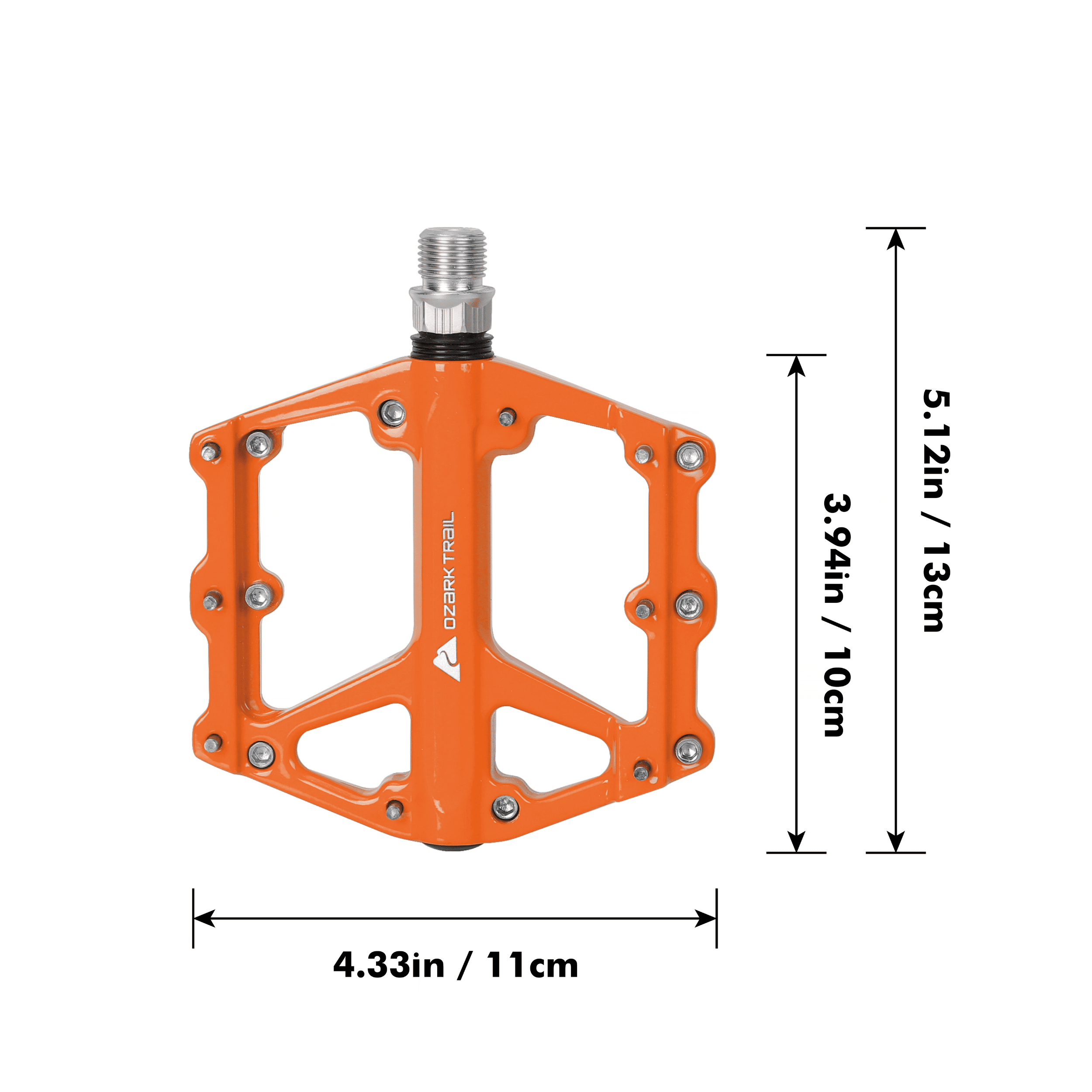 Ozark Trail Aluminum Mountain Bicycle Pedals, Compact and Durable, Orange
