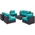 thumbnail image 3 of Modway Convene 7 Piece Outdoor Patio Sectional Set in Espresso Turquoise, 3 of 9