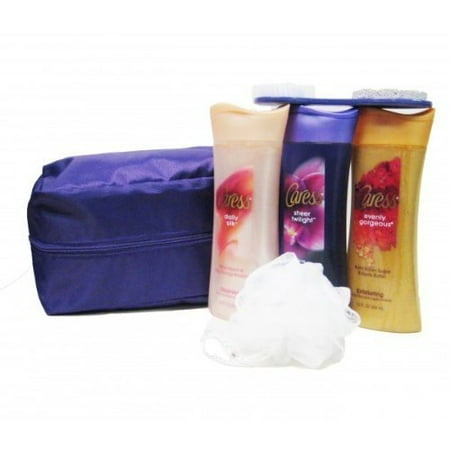 6 Piece Wash Set Body Wash Gift Set with Travel Bag (6 Piece), Fine Fragrance Set Includes: By Caress Ship from US ()