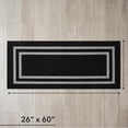 thumbnail image 2 of Washable Skid-Resistant Runner Rug, Border, Black and Twisted Grey, 26" x 60", 2 of 9