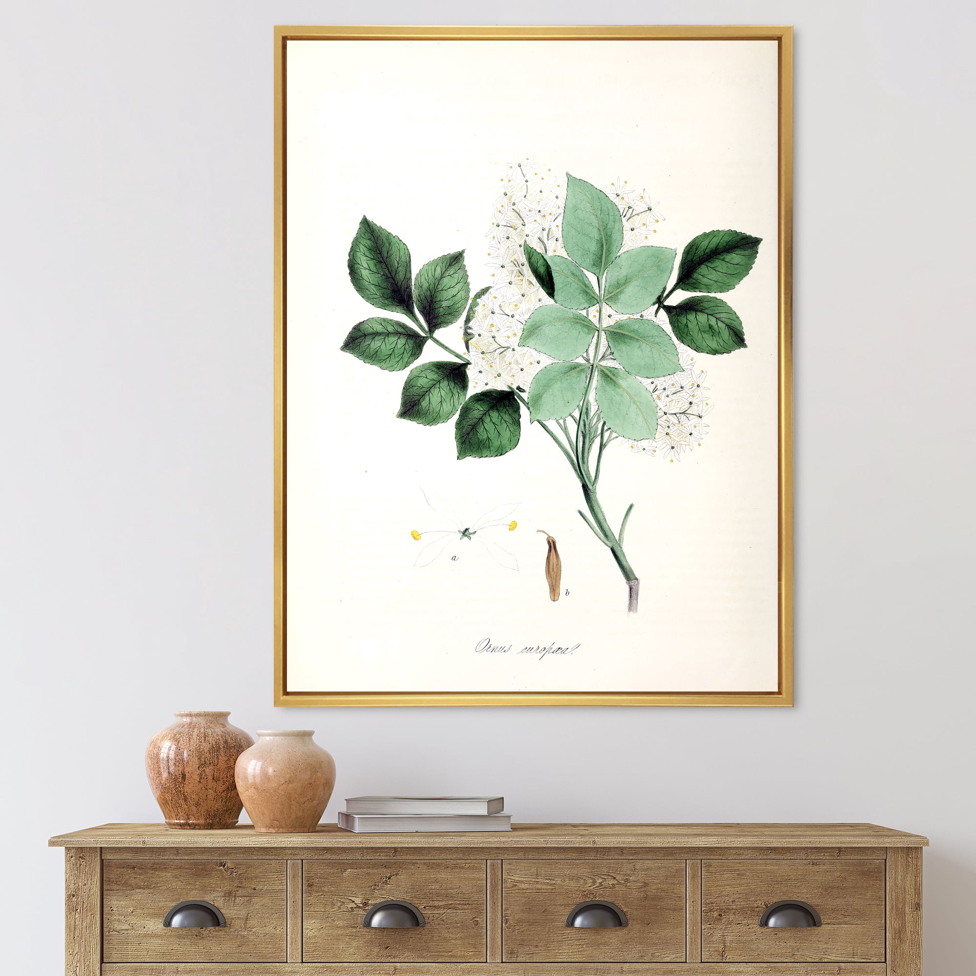Designart 'Ancient Blossoming Flower IV' Farmhouse Framed Canvas Wall Art Print