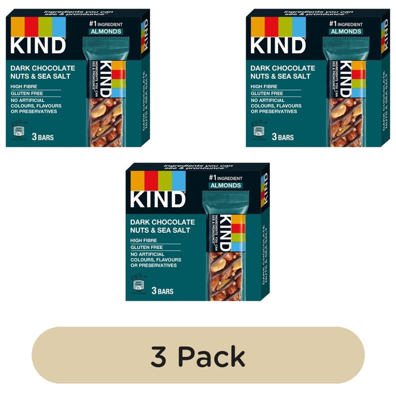 KIND Dark Chocolate Nuts & Sea Salt Snack Bars Multipack 3 x 30g, British Import (Pack of 3)