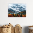thumbnail image 3 of Autumn Mountain Forest Canvas Wall Art, Snow Capped Mountain with Fall Trees Print, Misty Nature Landscape Artwork for Living Room Bedroom Office, Ready to Hang, 3 of 6