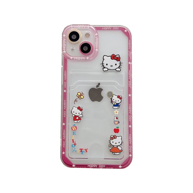 Titular De La Tarjeta Funda Para Teléfono Compatible Con IPhone 14 Plus 13 12 11 Pro Max X Xs XR 8 7 Carcasa De Dibujos Animados Doraemon KT Cat Suave TPU Transparente Con Cartera Cubierta Trasera