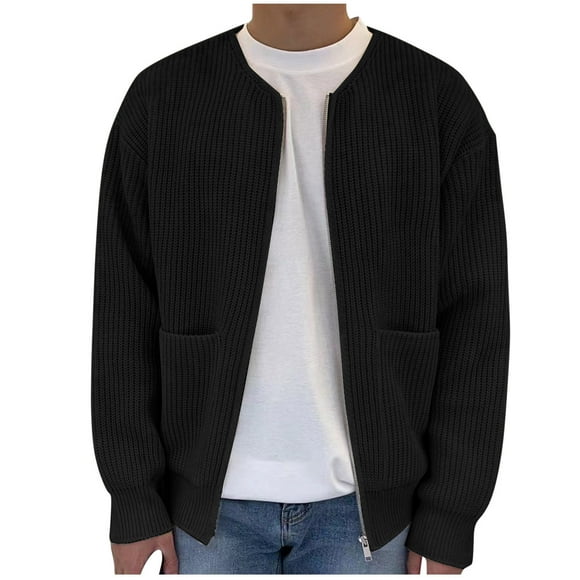 Men Sweaters Fashion,Mens Sweaters Fashion,Mens Peacock Velvet Solid Knit Round Collar Cardigan Relaxed Zipper Sweater Coat,Sweaters for Men Fashion,Sweaters for Men with Hoodie