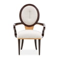 thumbnail image 2 of Michael Amini Camellia Field Dining Arm Chair in Linen/Warm Pecan (Set of 2), 2 of 17