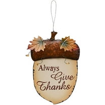 Wooden Hanging Fall Acorn Decor, Decorative Acorn Rustic Autumn Themed Decor for Front Door Decoration Wall Decor, Autumn Harvest Thanksgiving Decor Always Give Thanks 14" X 10"(Hanging Acorn Decor B)