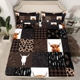 thumbnail image 2 of Homewish Leopard Peint Full Size Sheets,Rustic Highland Cow Bed Sheets,Bohemain Geometric Plaid Sheet Sets For Boys Kids,Luxury Bedroom Decor,4 Pieces, 2 of 7