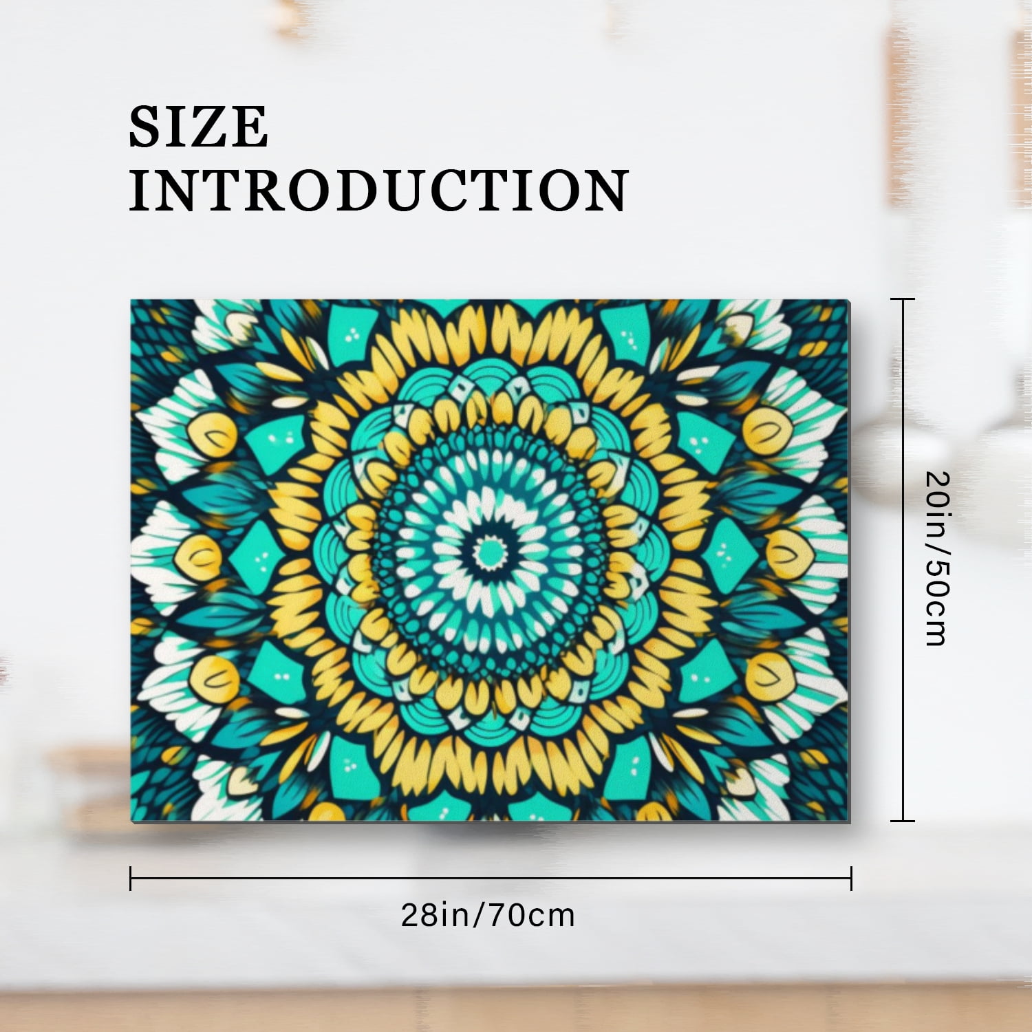 Stove Top Covers for Gas Burners Stove, Yellow and Turquoise Floral Mandala Pattern Non-slip Glass Top Protector Mat, Multifunctional Pad Expands Usable Space for Kitchen RV (28×20 Inch)