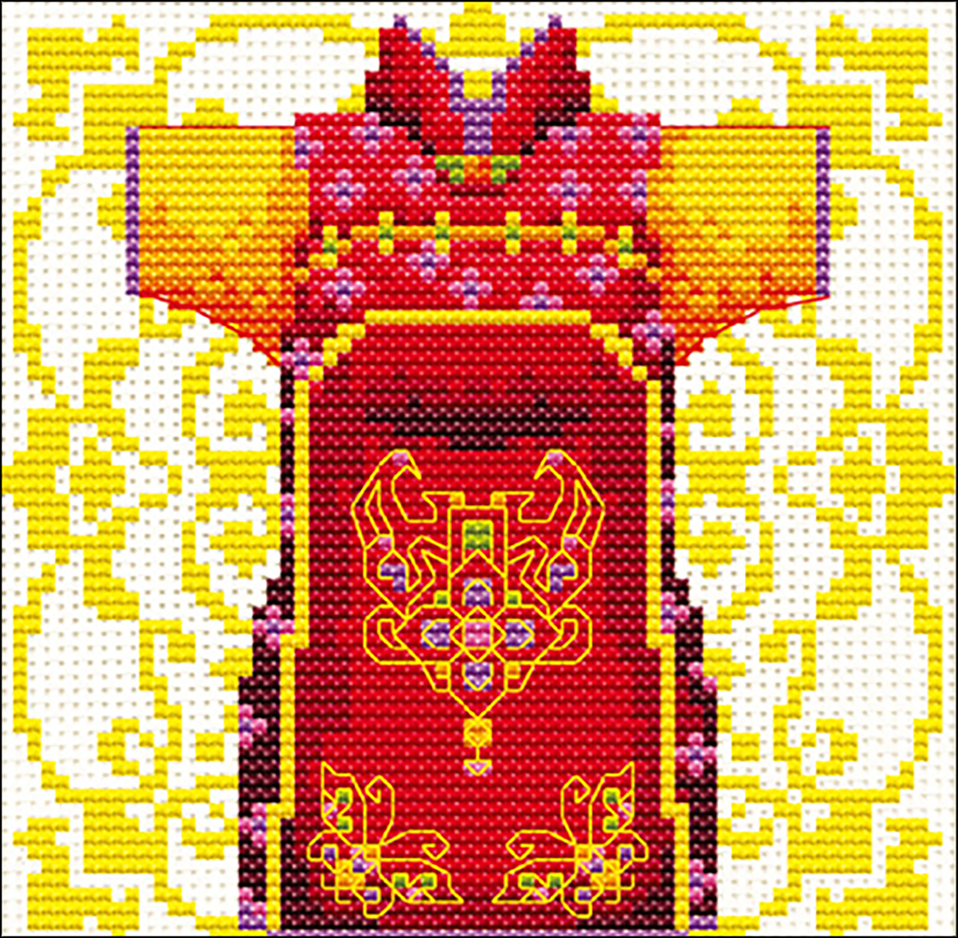 Needleart World No Count Printed Cross Stitch Kit 8"X8"Male Geisha Red