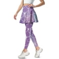 thumbnail image 2 of COEQINE Women Tennis Leggings with Skirts Elastic High Waist Fashion Yoga Skirted Legging Purple Beauty Fish Scale and Pearl Print Soft Golf Athletic Skirt, S, 2 of 7
