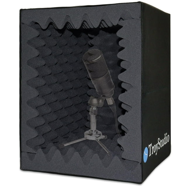 TroyStudio Cabine Vocale Portable, Grand Microphone Pliable avec Isolation, Boîte d'Absorption de Son pour Studio d'Enregistrement Musical, Filtre de Réflexion pour Bureau et Support avec Mousse Acoustique Épaissie