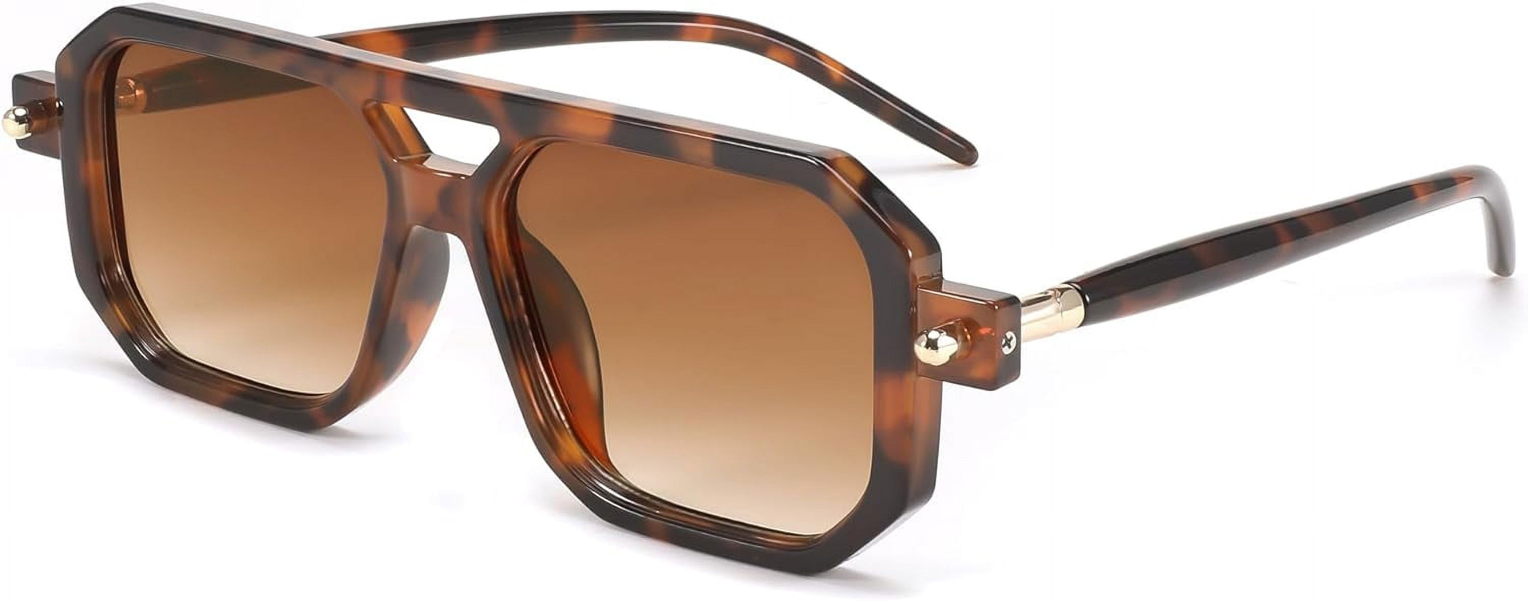 Vintage Square 70s Flat Aviator Sunglasses Retro Stylish Frame UV400 Amazon.com: FEISEDY Vintage Square 70s Flat Aviator  main image 3
