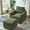 Green, variant on Yellow Corduroy Accent Chair with Ottoman | Comfort in Living Room | Corduroy Fabric and Foam Filling | Spacious Seating for Relaxation