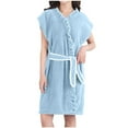 thumbnail image 2 of Censtreet Women's Thickened Sleeveless Fleece Plaid Drying Absorbent Bandage Bathrobe Robes, 2 of 5