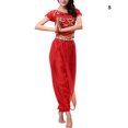 thumbnail image 3 of Guardurnaity Pantalones de danza del vientre indio para mujer, conjunto de traje de baile con cordones en la espalda, ropa de danza del vientre profesional Disfraces de disfraces Rojo S Guardurnaity AP019210-16, 3 of 6