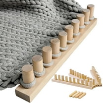 VANIDO Chunky Knitting Blanket Loom Wooden Peg Frame Weaving Loom Sturdy Yarn Craft Blanket Loom for Chunky Yarn
