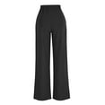 thumbnail image 5 of Rciityk Wide Leg Pants for Women Casual Flowy Straight Pants Solid Color High Waist Drawstring Lounges Trousers with Pockets, 5 of 7