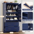 thumbnail image 6 of Harper & Bright Designs Tall Farmhouse Kitchen Pantry with 4 Doors, Dining Storage Cabinet with Pull-Out Trays, Freestanding Storage Cabinets with Drawers and Cake Pan Storage Organizer, Blue, 6 of 20