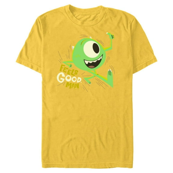 Disney and Pixar Monsters, Inc. Mike Wazowski Feels Good Man - Short Sleeve Blended T-Shirt for Adults - Customized-Yellow