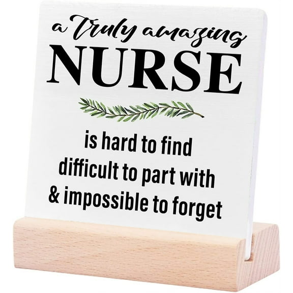 Ceramic Sign 4x4Inch Nurse Thank You Appreciation Gifts For Nurse Nurses Week Gifts Graduation Gifts For Nursing Students A Truly Amazing Nurse Plaque Sign with Wood Stand Desk Decor Gift For Women