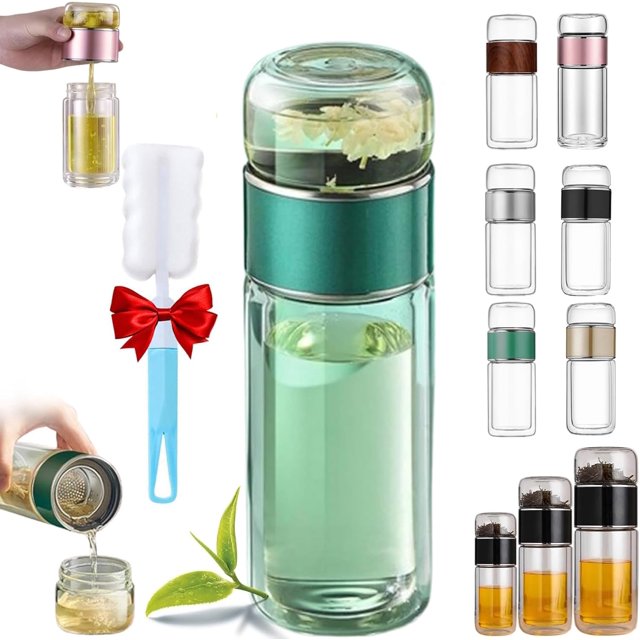 Infusifie Tea Infuser, Infusifie - Tea Infuser, 2025 New Glass Tea Infuser Bottle, Light Portable Travel Tea Maker with Tea Filter (Green,9.5oz)